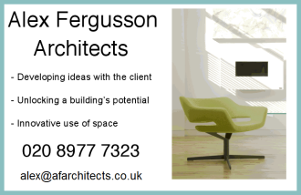 Alex Fergusson Architects ad with chair